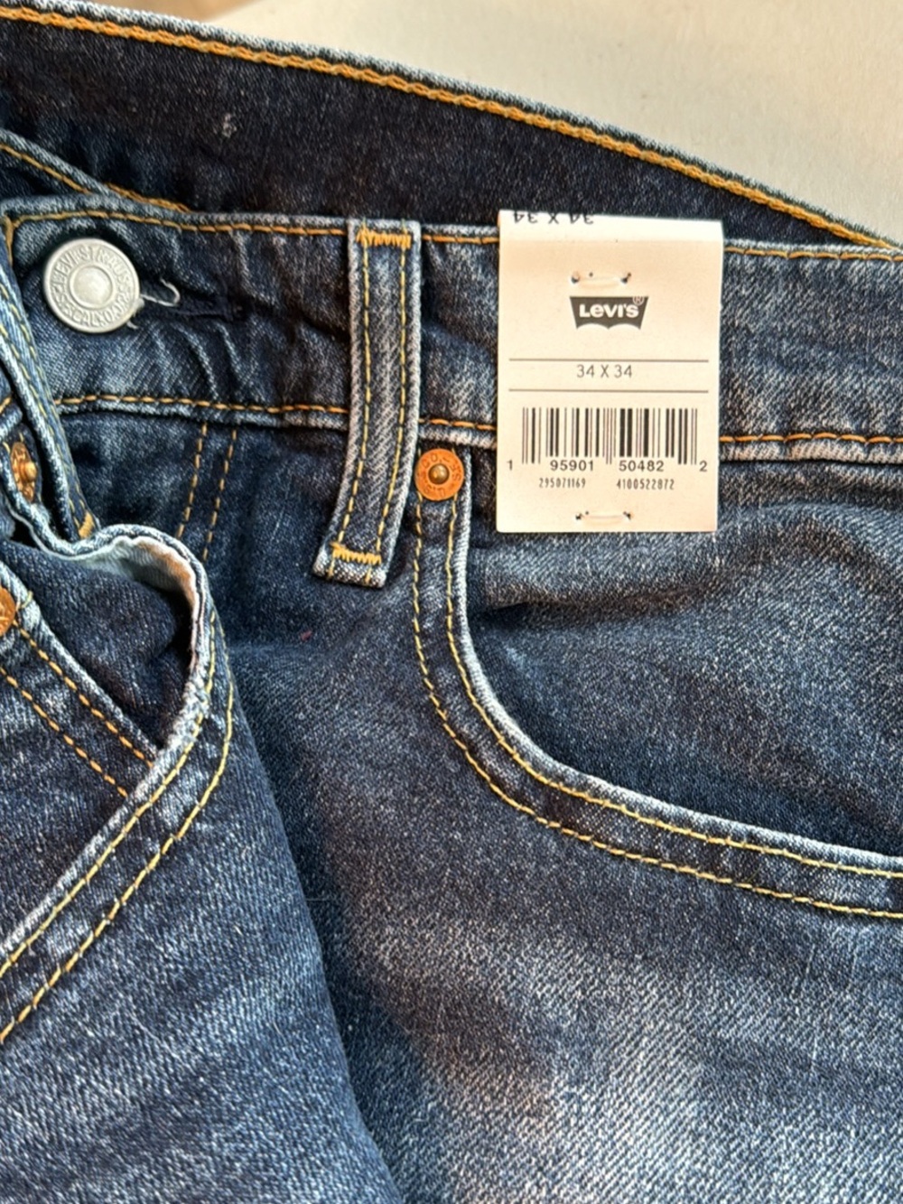 Levi's Dark Blue Denim Jeans with Yellow Contrast Stitching